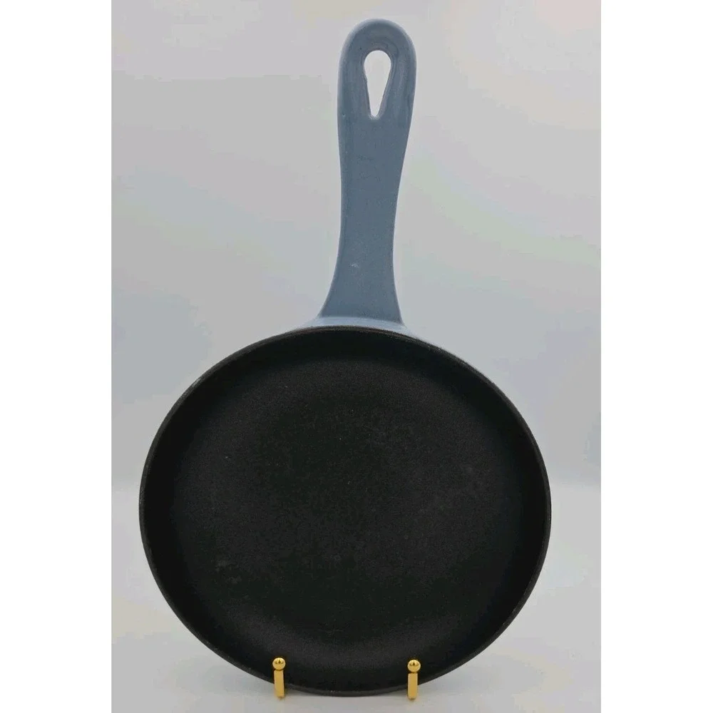 Le Creuset Enameled Cast Iron Omelette Fry Pan, 8 Inch, Gray Ocean Blue France